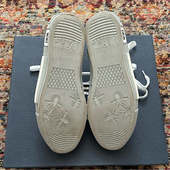 DIOR B23 White Grey Dior Oblique Mesh Canvas High Top Sneakers - Picture 9 of 10